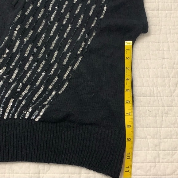 VINTAGE I.B. DIFFUSION angora silk wool short sleeve sweater sequins black large - Picture 4 of 6